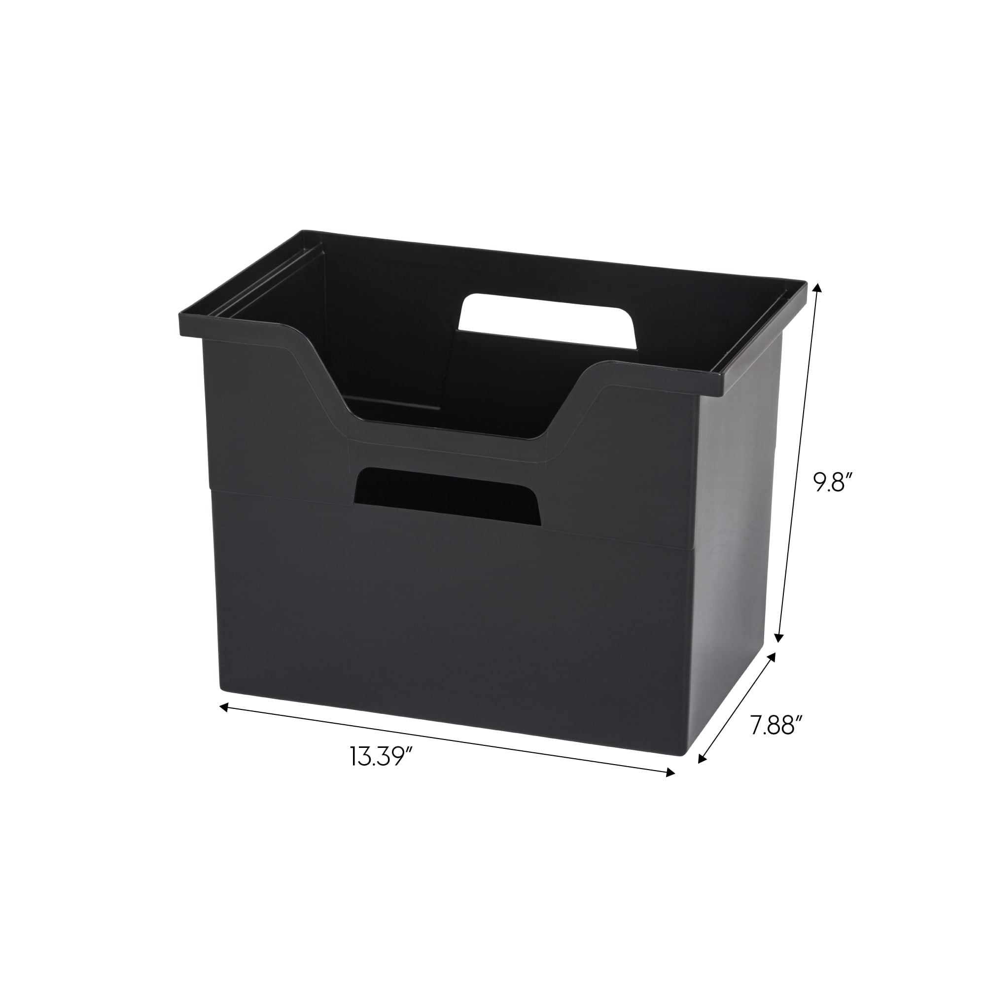 IRIS Large Portable Desktop File Box with Open Lid, Side Handles, Hanging File Folders, Tabs & Inserts, 4Pk