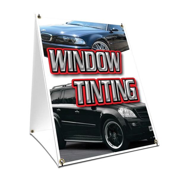A-frame Sidewalk Window Tinting Sign With Graphics On Each Side | 24" X 36" Print Size