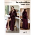 thumbnail image 5 of LOFIR Womens Soft Hooded Plush Robe, Luxury Fluffy Robe Long Fleece Spa Bathrobe for Women (M, Wine Red), 5 of 8