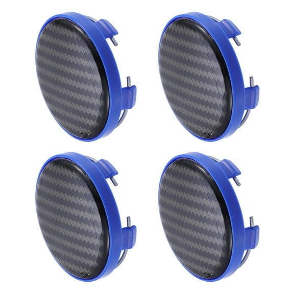 Unique Bargains 4 Pcs 60mm 5 Clips Car Wheel Rim Hub Center Caps Cover with Black Carbon Fiber Pattern Sticker Blue
