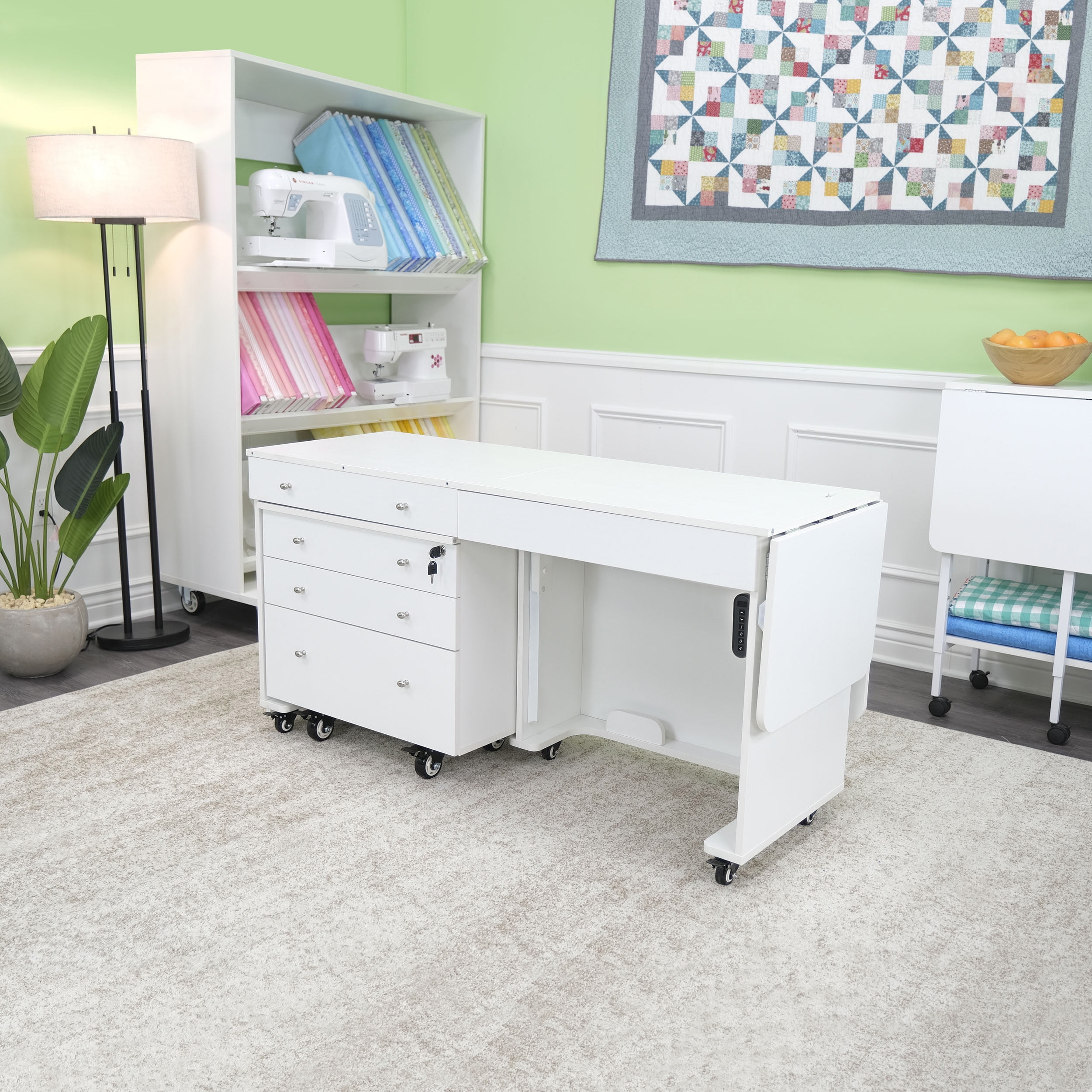 Kangaroo & Joey Dual Rail Electric Sewing Cabinet - Ash White