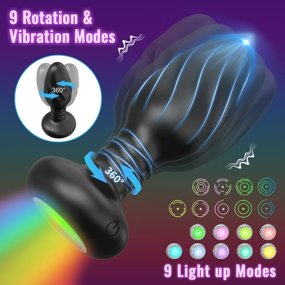 TLUDA Colorful Anal Plug Vibrator Anal Toys, Rotatable Anal Vibrators Vibrating Butt Plug with with Remote Control