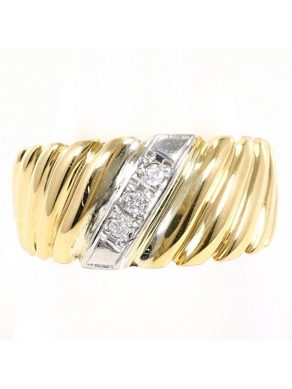 Pre-Owned Platinum (PT) and Yellow Gold (YG) Ring, 1 Diamond (0.03ct), with Certificate of...