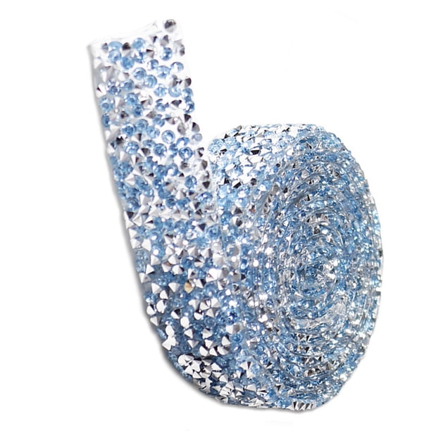 Billuyoard Pegatinas ostentosas, cinta embellecedora, decoración de cristal de resina, apliques artesanales, arreglo ligero, cuentas decorativas, tira de Artesanía Azul claro 1 yarda 0.5 cm de ancho Billuyoard HA059789-85