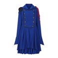 thumbnail image 4 of ZQUUVOU Women's Solid Color Style Halloween Long Sleeved Ruffled Hem Big Dress Blue, 4 of 5