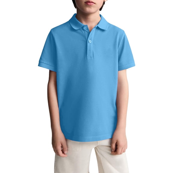 Short Sleeve Solid Polo Shirts for Kids Collared Breathable Basic Tops Boys Girls School Uniform Outdoor Casual Shirts,9-10Y,Light Blue