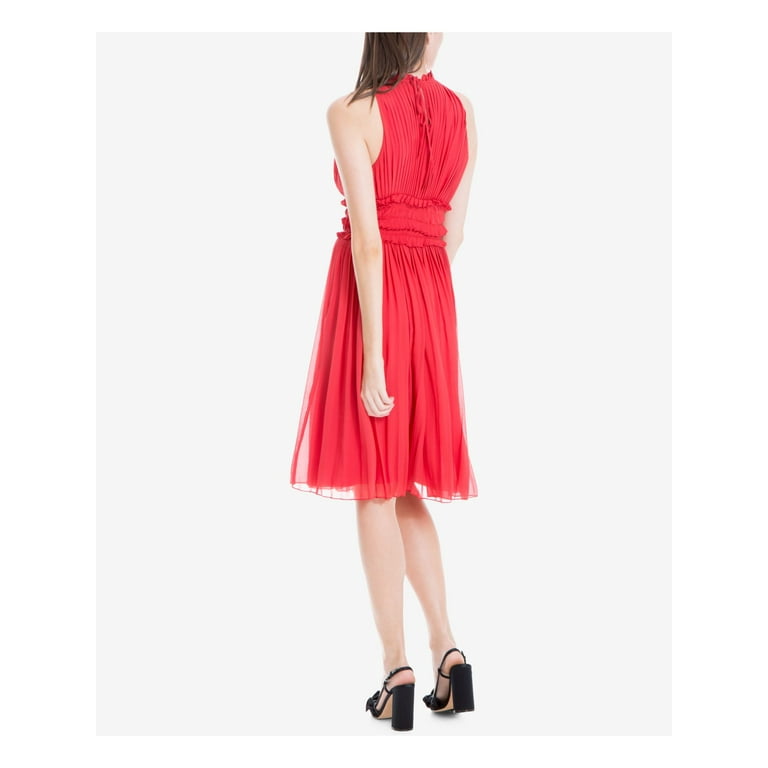 Max Studio London Womens Pleated A-Line Cocktail Dress Red XL