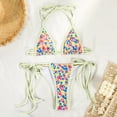 thumbnail image 2 of Womens 2 Piece Bikini Sets Halter Triangle Colorblock Striped Swimsuits Gingham Tie Back High Cut Bathing Suit,Yellow L, 2 of 4