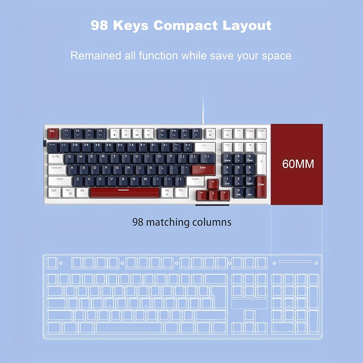 MageGee Mechanical Keyboard, Star98 Wired Gaming Keyboard Backlit Ultra-Slim USB Keyboards