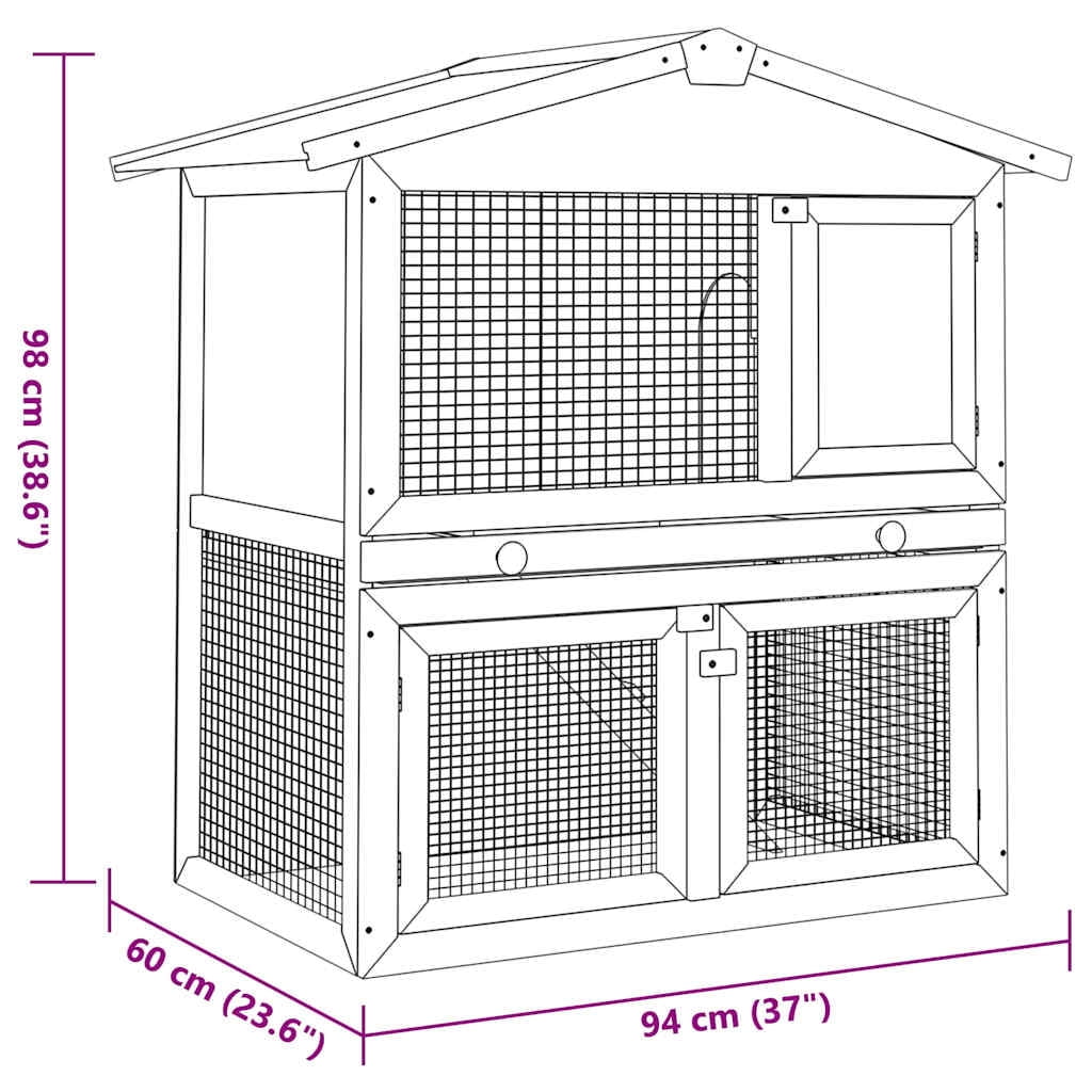 vidaXL Rabbit Hutch Bunny Cage with Pull Out Tray Pet House Solid Pine Wood
