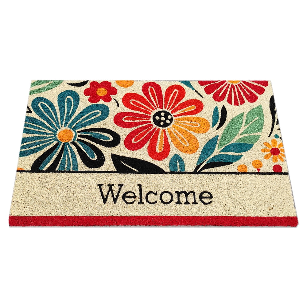 First Concept Inc Indoor Outdoor Welcome PVC Backed Coir Mat Bleach Printed Doormat