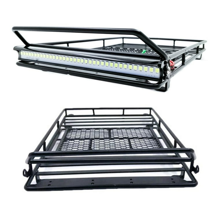 RC Roof Rack Luggage With Light Bar - Aluminum Alloy Carrier For 1/10 Scale Crawler Cars