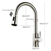 Kitchen Faucet with Pull Down Sprayer Brushed Nickel, High Arc Single Handle Kitchen Sink Faucet with Deck Plate, Commercial Modern rv Stainless Steel Kitchen Faucets,