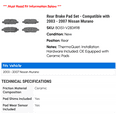 thumbnail image 2 of Rear Brake Pad Set - Compatible with 2003 - 2007 Nissan Murano 2004 2005 2006, 2 of 2