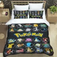 thumbnail image 5 of Funda de edredón con estampado de Pokémon de anime japonés y fundas de almohada, juego de cama con impresión digital 3D de microfibra, tamaño doble, tamaño Queen y King, 5 of 5