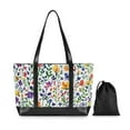 thumbnail image 7 of FORMRS Canvas Laptop Tote Bag for Women with 15.6" Computer Compartments Shoulder Handbag, Green Wildflower Pattern, 7 of 7