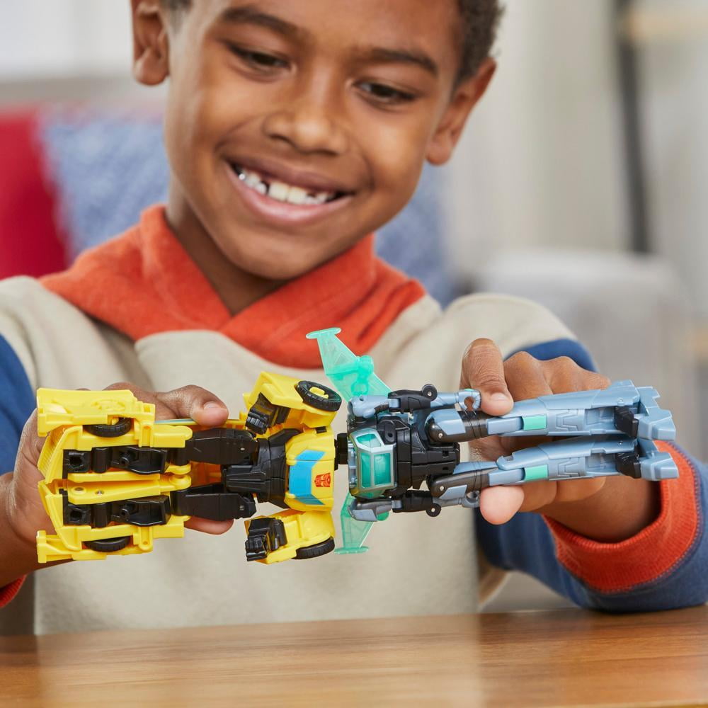 Transformers Toys EarthSpark Cyber-Combiner Bumblebee and Mo Malto Action Figures