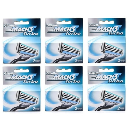 Gillette Mach3 Turbo Refill Blade Cartridges, 12