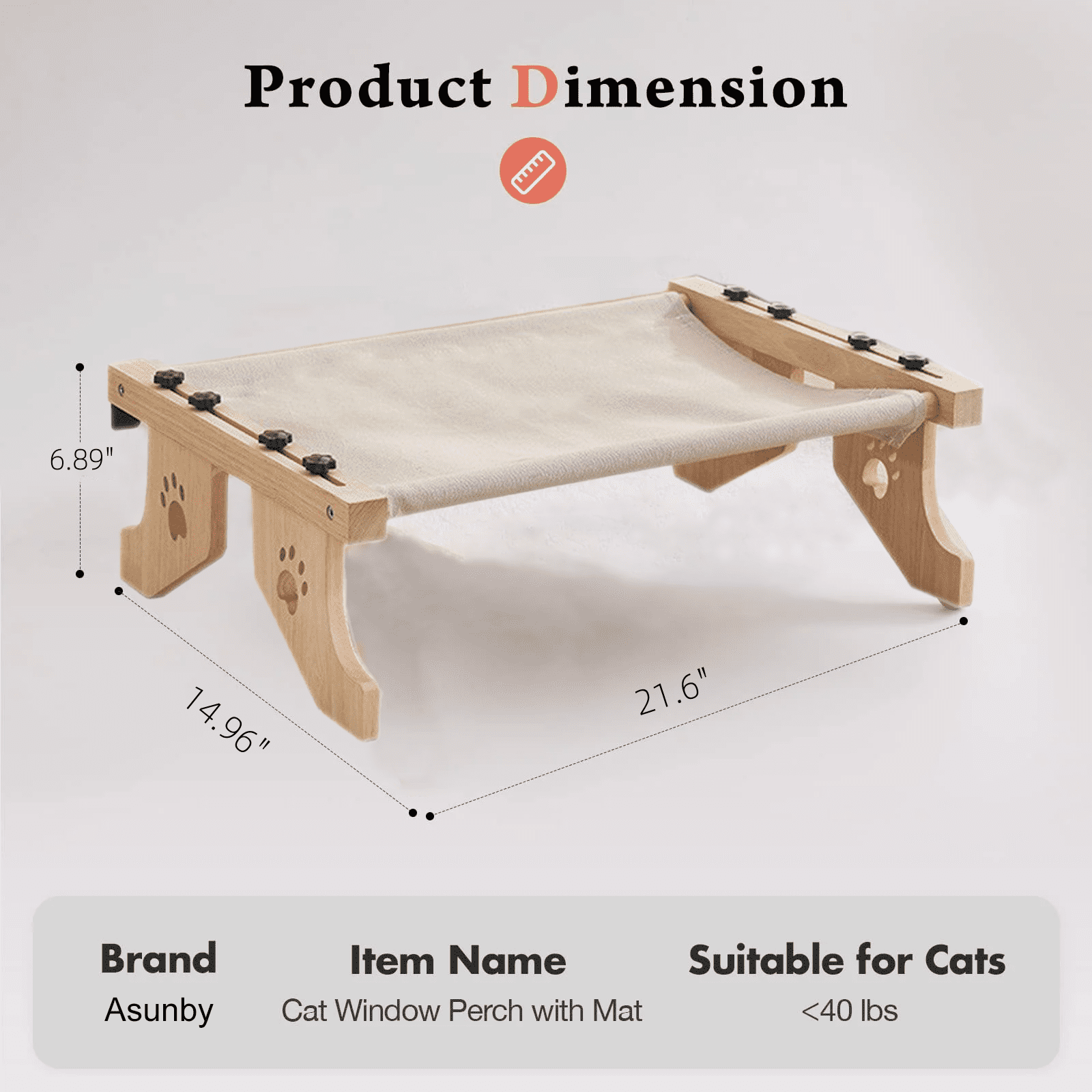 Cat Window Perch Cat Bed for Cats Window Hammock Seat for Large Cats, Adjustable Cat Bed for Window sill, Bedside & Drawer