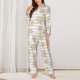 thumbnail image 2 of Fotbe Gold Snowflake Conjunto de Pijama de Manga Larga para Mujer con Estampado, Ropa de Dormir de 2 Piezas, Conjunto de Casa Suave y Cómodo con Bolsillos-Medium, 2 of 7