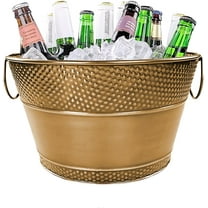 8L Ice Bucket for Parties:Galvanized Tub Beer Drink Cooling Bucket,Champagne Bucket Suitable for Parties, Picnics, Camping Wedding,Ice Bucket for Cocktail Bar,Galvanized Bucket for Freezer (Gold)