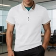 thumbnail image 4 of COSFO Colorblock Mens Polo Shirt Casual Short Sleeve Golf Shirt Loose Fit Pullover Collared Quick Dry Performance Tops, 4 of 7