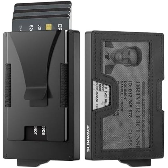 ZCWallet for Men with Money Clip and ID Window - Holds 20 Cards, RFID Blocking Card Holder Wallets with Smart Card Slot, Minimalist Mens Wallet, Metal Pop Up Wallet, Gifts for Men Black