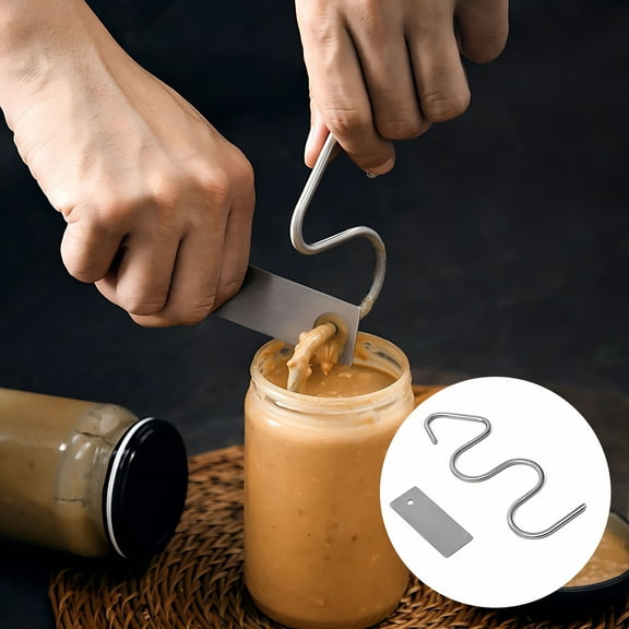 ACDANC Peanut Butter Stirrer Nut Stainless Steel Butter Mixer with Spatula Jam Stirring Tool Butter Stirring Kitchen Gadget