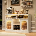 thumbnail image 1 of Modern Coffee Cabinet with Led Lights, White Bar Cabinet with 2 Glass Doors, Coffee Bar Cabinet with Adjustable Shelves, Wine Cabinet with Wine Racks for Kitchen, Dining Room, Living Room, 1 of 6
