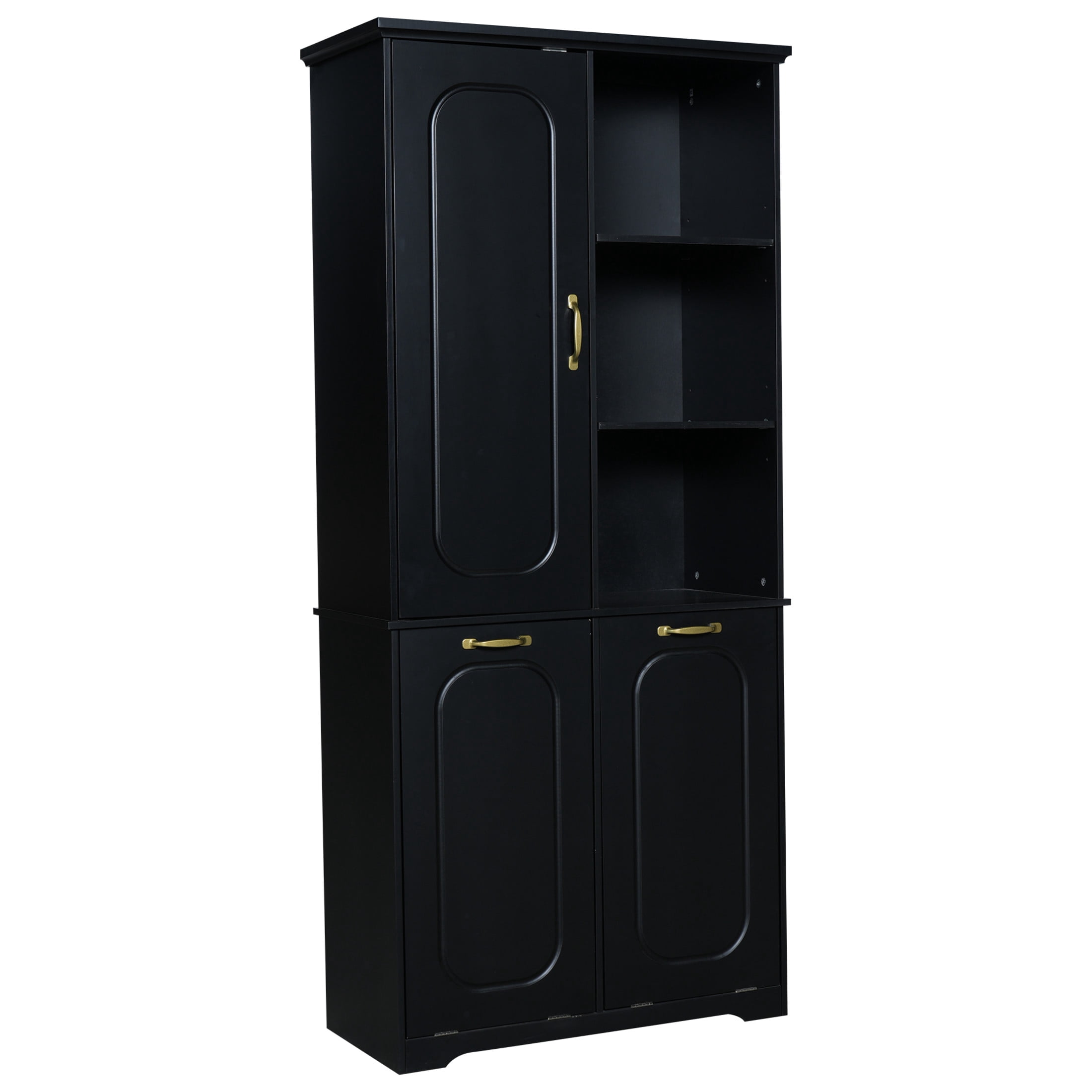 Christopher Knight Home 68" Tall Storage Cabinet with Tilt-Out Hampers, Adjustable Shelves, Black