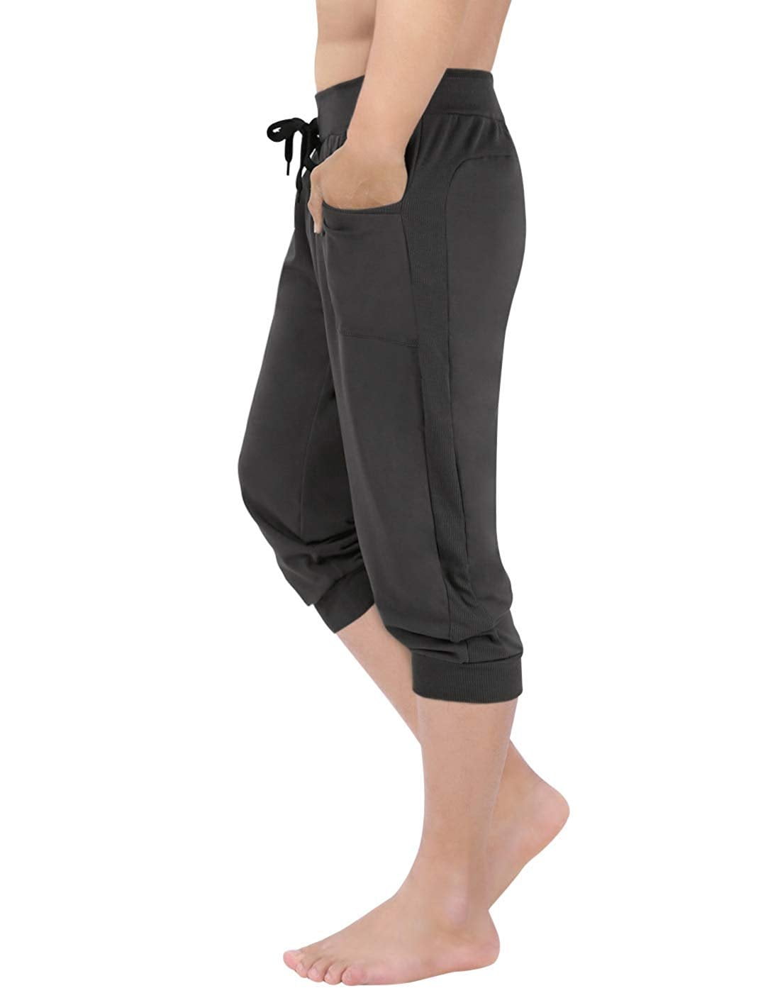 Hixiaohe Mens 3/4 Cotton Jogger Capri Shorts Sweatpants Workout Pants with Zipper Pockets