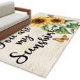 thumbnail image 2 of Area Rug 48×72in, Spring Rustic Sunflower Butterfly Floor Carpet Living Room Rug, Sunshine Text on Retro Letter Non-Slip Welcome Mat Indoor Rugs for Bedroom Dining Room, 2 of 9