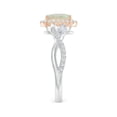 thumbnail image 4 of Angara Natural Opal Ring - Oval Opal Twisted Vine Ring with Diamond Halo in 14K White & Rose Gold for Women | October Birthstone Jewelry (Ring Size = 10), 4 of 10