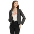 thumbnail image 1 of Chaqueta abierta de la chaqueta del traje de la cosecha del trabajo de la oficina del frente de las mujeres Gris oscuro XS, 1 of 6