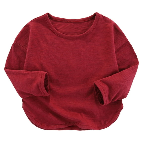Otqutp Kids Christmas Blouse Kids Sweatshirts Soft Cotton Warm Round Neck Long Sleeve Solid Color Love Top Round Neck for Boys Girls