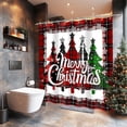 thumbnail image 3 of Rideaux de Douche de Noël pour Salle de Bain, Rideau de Douche à Carreaux Rouges Flocons de Neige Arbre de Noël d'Hiver Joyeux Noël Décoration de Salle de Bain avec 12 Crochets Rideau de Douche en Tissu Imperméable 72x72 Pouces, 3 of 6
