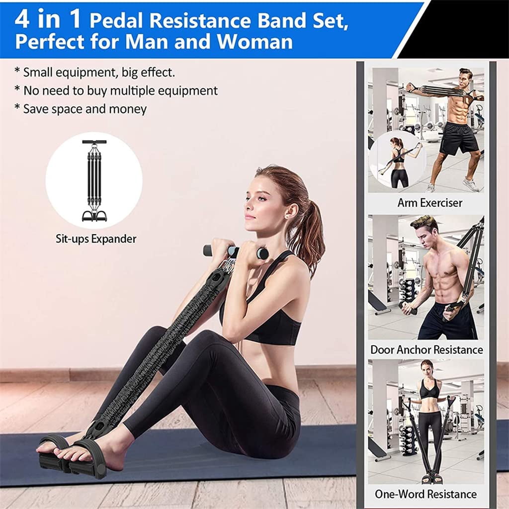 100 Pound Pound Pedal Resistance Band with Handle, Exercise Bands with Handles,Leg Training, Multi Function Rope Equipment for Home Fitness