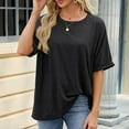thumbnail image 4 of CALAFEBILA T-Shirts for Women Summer Classic Womes Plus Size Tops,Womens Fashion Solid Color T-shirt Summer Short Sleeve Crew Neck Womens Casual Tops, 4 of 7