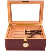 Mantello Mahogany Cigar Humidor - (Holds 100) - Removable Cedar Tray