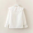 thumbnail image 6 of Staki Girl's Bow Front Shirt Cute Mock Neck Long Flounce Sleeve Blouse Top Girls Long Sleeve Uniform Shirts 4-8Y 9-10Y(White,9-10 Years), 6 of 9