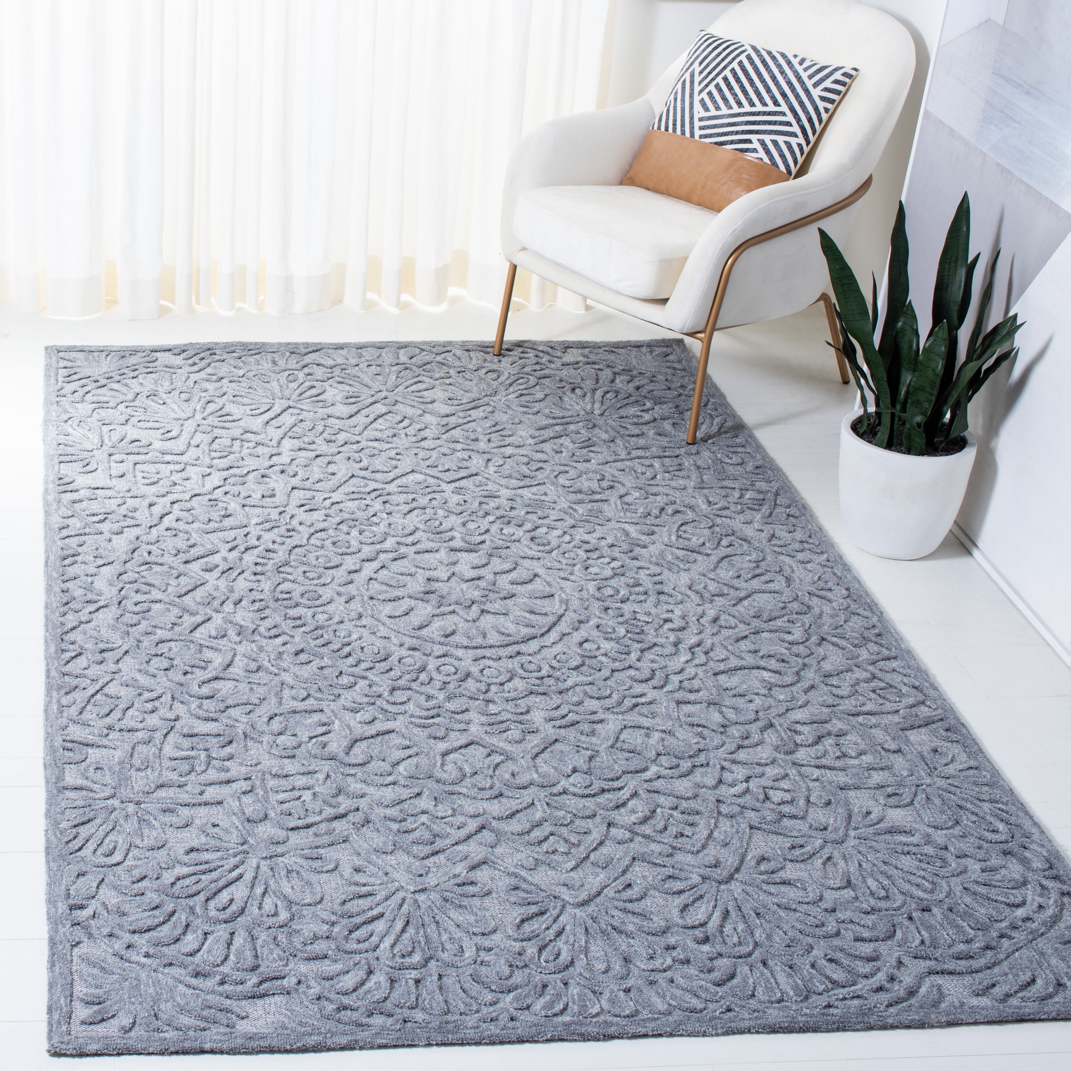SAFAVIEH Trace Montague Medallion Area Rug, Light Grey, 3' x 5'