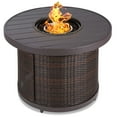 thumbnail image 2 of Best Choice Products 32in Round Gas Fire Pit Table, 50,000 BTU Outdoor Wicker Patio Propane Firepit w/ Cover - Brown, 2 of 8