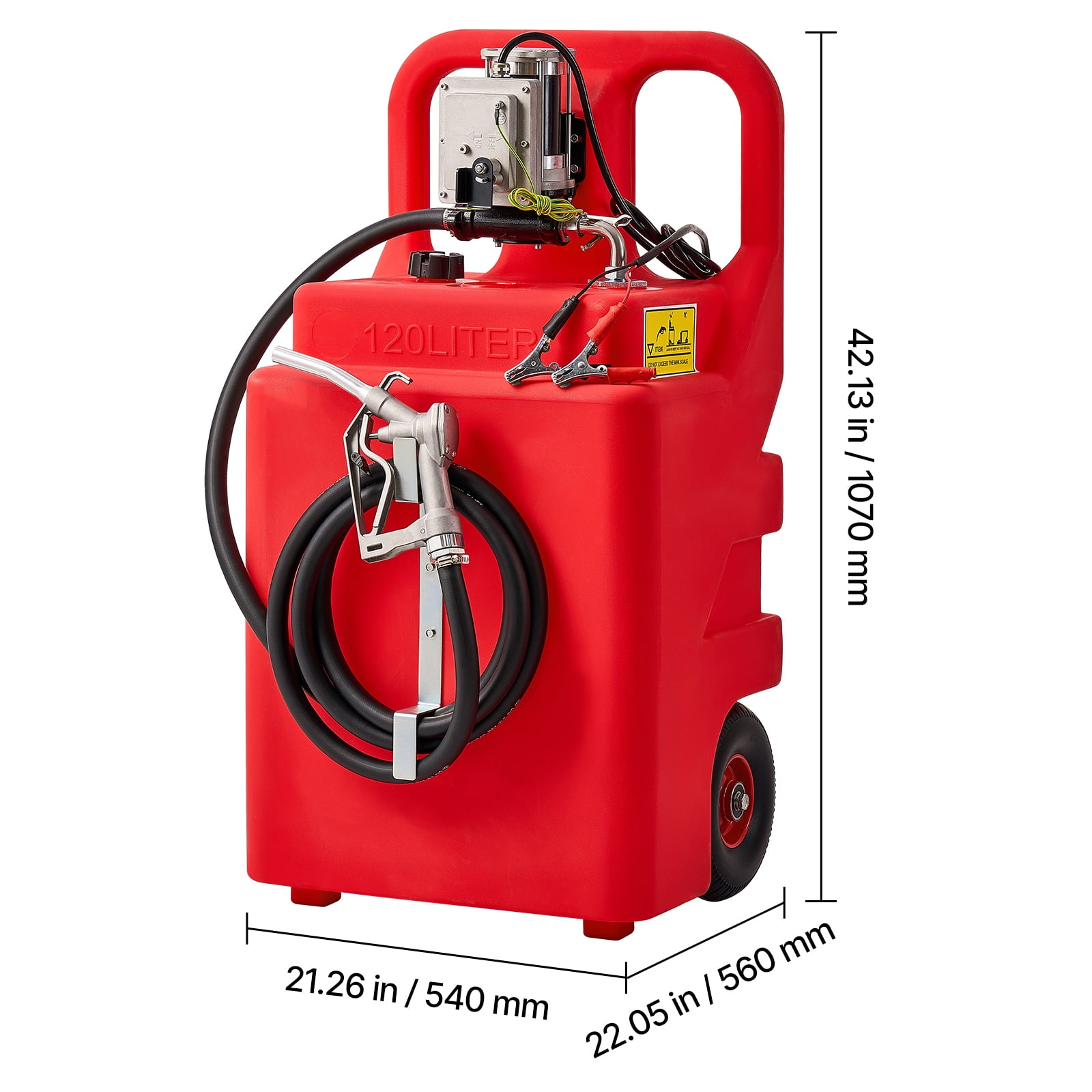 KFFKFF Fuel Storage, 32 Gallon, Mobile Fuel Container with 12V DC 15 GPM Electric Fuel Circulation Pump, 13 ft Dispensing Hose & Aluminum Alloy Handheld Nozzle, Fuel Carrier for Motorboats, ATVs