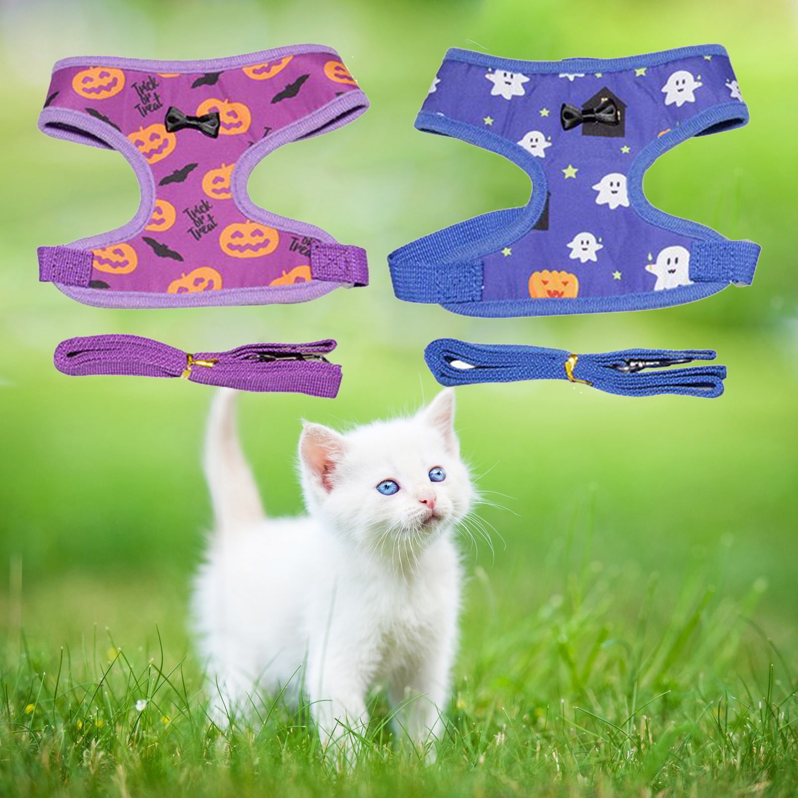 DOPI Pet Chest Strap Set Halloween Series Pattern Decorative Good Air Permeality Pet Cats Dogs Harness Traction Rope Kit for Festival