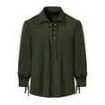 thumbnail image 3 of BiZtdJrK Mens Long Sleeve Lace Up Shirt Medieval Pirate Shirts Retro Renaissance Costume for Viking Steampunk Halloween Cosplay Army Green XL, 3 of 7