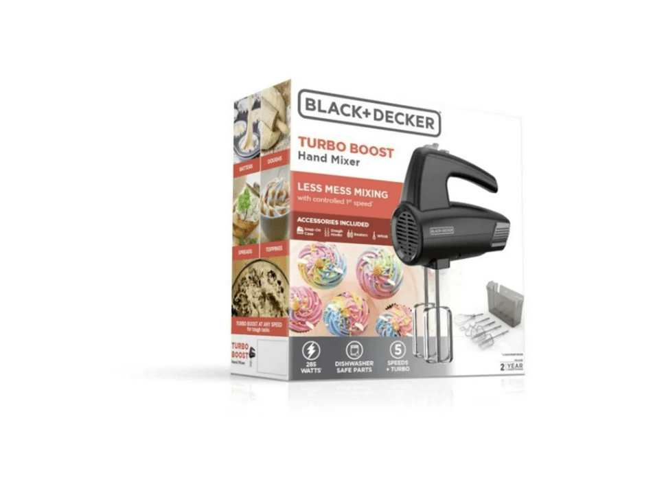 Open Box BLACK+DECKER 5-Speed Hand Mixer, Black, MX410B