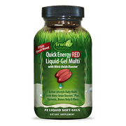 Irwin Naturals Quick Energy RED Liquid-Gel Multi with Nitric Oxide Booster - 72 Liquid Softgels - with Nitric Oxide Booster, Turmeric, Brown Kelp, Maca & Beet Root