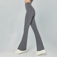 thumbnail image 4 of Flare Yoga Leggings for Women Slimming Casual High Waist Bell Bottom Pants with Pocket Butt Lifting Shaping Everyday Tights, Gray, M, 4 of 7
