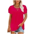 thumbnail image 2 of AherBiu Womens Short Petal Sleeve Tops Crossover V Neck Ruched Loose Summer Tunic Tops to Wear with Leggings, 2 of 5