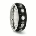 thumbnail image 4 of Stainless Steel Brushed and Polished Black Ip CZ Half Round Ring, 4 of 9